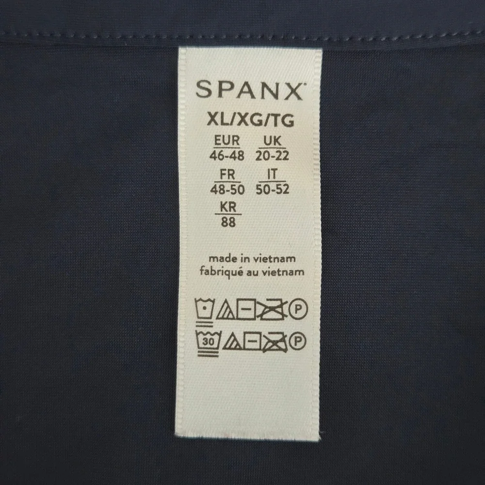 Spanx Sunshine Collared Drawstring Waist Dress XL Navy Blue Carry On Athleisure
